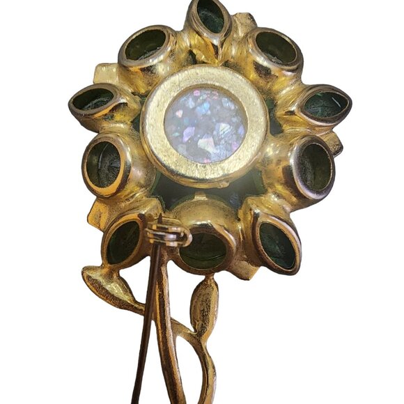 Stunning Unsigned Glass Flower Brooch with Resin Confetti Center (A4619) - Picture 5 of 7